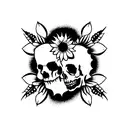 sunflowers with skulls dark art gothic for women  tattoo design idea