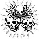 sunflowers with skulls dark art gothic for women  tattoo design idea