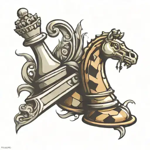 king & a pawn chess piece tattoo design idea