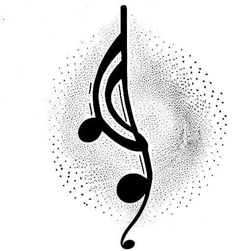music note combined with name طاها  tattoo design idea