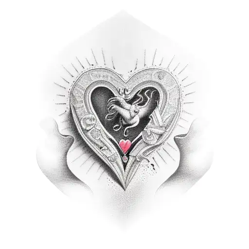 ange féminin tenant un crâne dans la main gauche et un coeur dans la main droite, surmontée d'une croix orthodoxe  tattoo design idea