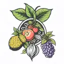 Symbol of each fruit of the Holy Spirit individually tattoo design idea