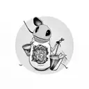 stitch drinking a cocktail  tattoo design idea