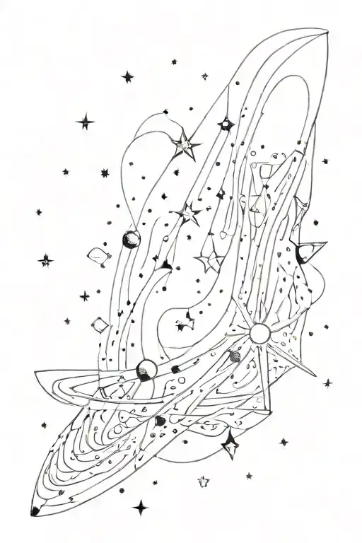 black and white galaxy filled with stars simple tattoo design idea