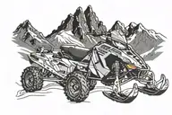 polaris snowmobile in snowy mountains  tattoo design idea