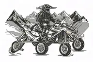 polaris snowmobile in snowy mountains  tattoo design idea