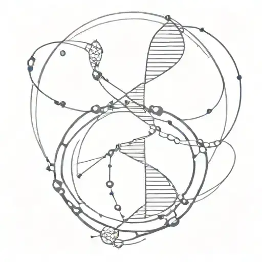 DNA Helix orbit by atoms circled by coding language  tattoo design idea