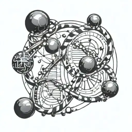 DNA Helix orbit by atoms circled by coding language  tattoo design idea