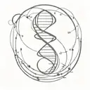 DNA Helix orbit by atoms circled by coding language  tattoo design idea