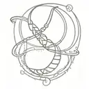 DNA Helix orbit by atoms circled by coding language  tattoo design idea