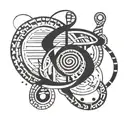 DNA helix orbited bt atoms circled with computer coding  tattoo design idea