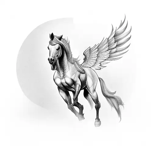 Horse with wing tattoo Royalty Free Vector Image