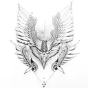 A tribal-inspired design featuring an eagle in intricate patterns tattoo design idea