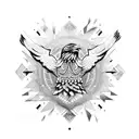 A tribal-inspired design featuring an eagle in intricate patterns tattoo design idea