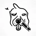 dog with a bird in its mouth at a door tattoo design idea