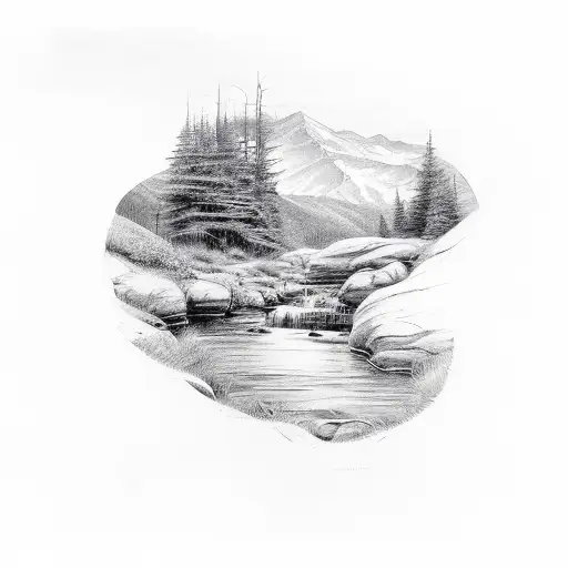 half arm sleeve of west virginia landscape tattoo design idea