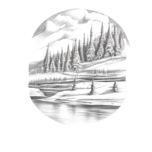 half arm sleeve of west virginia mountains tattoo design idea