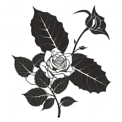 rose and stem 2d geometric  tattoo design idea