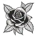 singular rose and thorny small stem 2d geometric  tattoo design idea