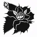 singular rose and thorny stem 2d geometric  tattoo design idea