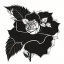 singular rose and thorny stem 2d geometric  tattoo design idea