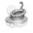 A tattoo of a snake wrapped around a stack of money with a dotwork style tattoo design idea