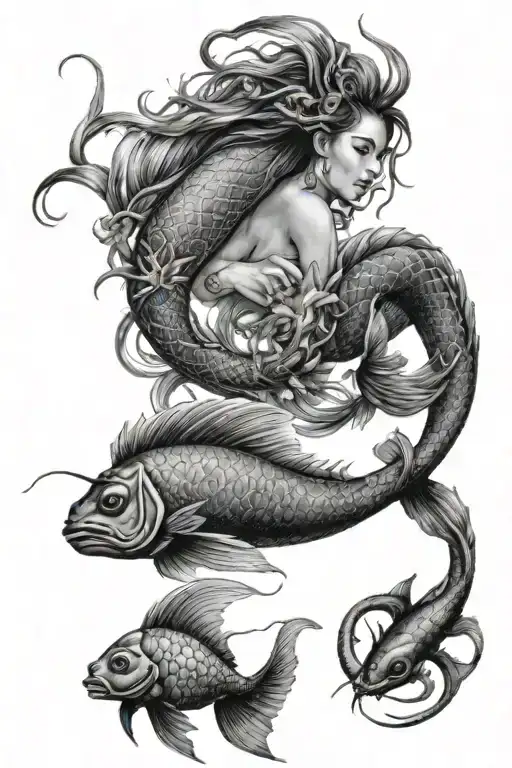 pisces, virgo, scorpio zodiac tattoo design idea