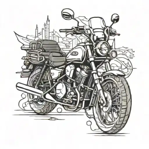 honda varadero  and harley davidson motorcycle with skelleton tattoo design idea