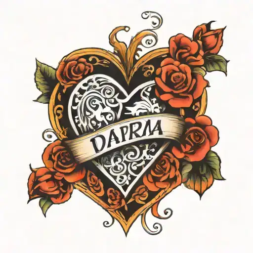 Draw me the heart with name Daria tattoo design idea