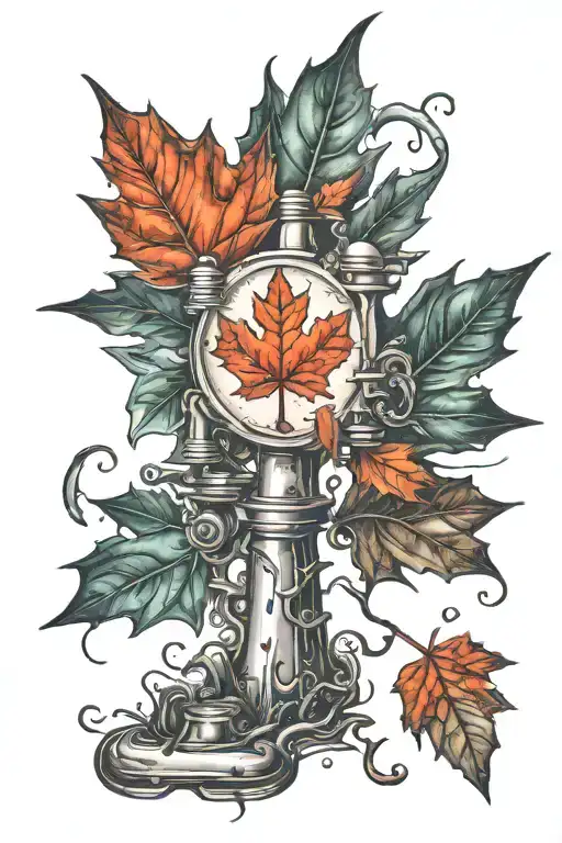 travel, maple leaf, drilling industry tattoo design idea