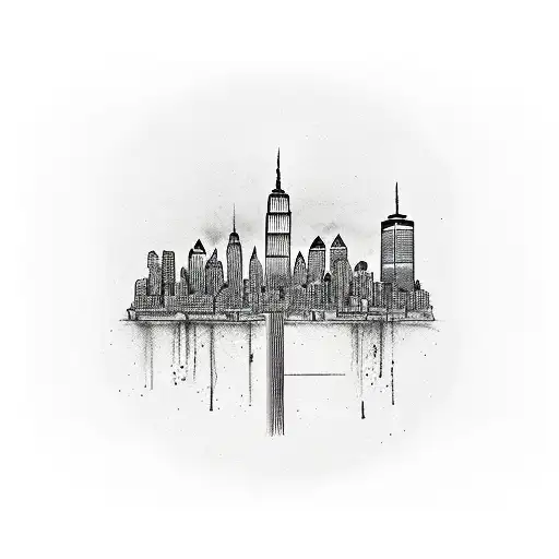 incorporate a New York City skyline, a golf symbol, and Italian flag, and the dates 01/32 - 10/22 tattoo design idea