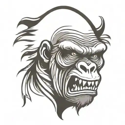 angry gorilla face tattoo design idea
