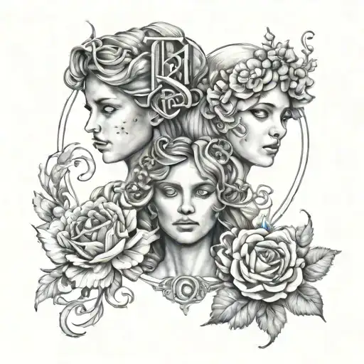 geminis y virgo zodiac sign tattoo design idea
