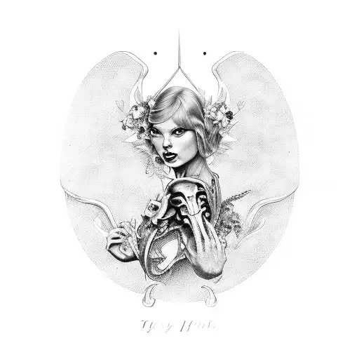 ivy, willow, in skeleton hand, perfume pur houme, taylor swift's album evermore tattoo design idea