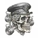 skull face piston tattoo design idea