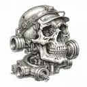 skull face piston tattoo design idea