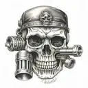 skull face piston tattoo design idea