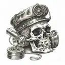 skull face piston tattoo design idea