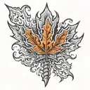 Maple leaf with a cutting torch and a welding stinger crossing over it diagonally and a welding hood in the middle tattoo design idea