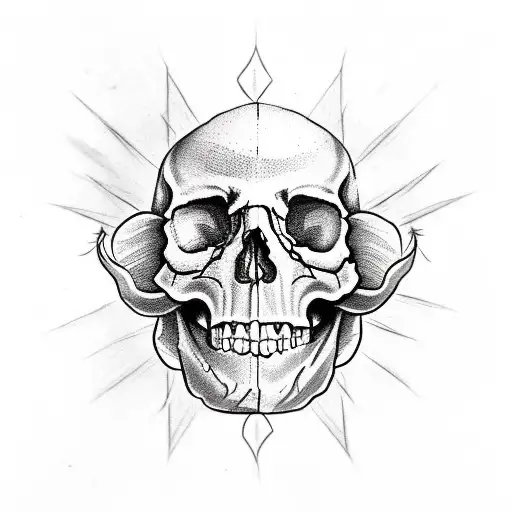 sideways skull. poppy flower behind it. Roman numerals of 14 and 16 tattooed under eye tattoo design idea