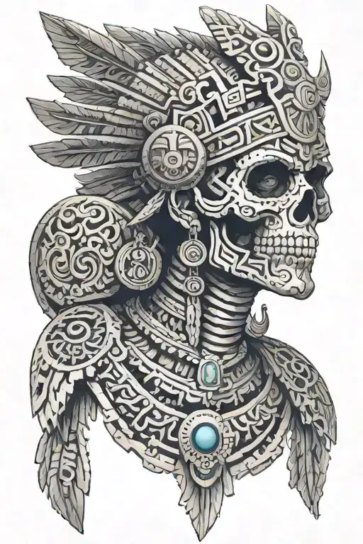Aztec death god tattoo design idea