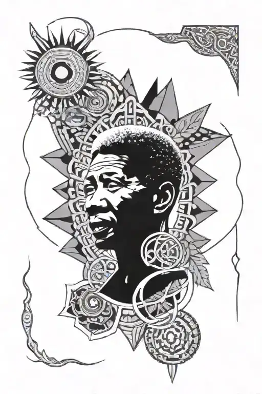 mandela and geo symteric shapes tattoo design idea