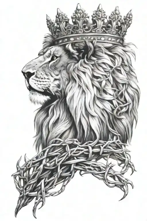 Lion with crown of thorns tattoo design idea
