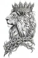 Lion with crown of thorns tattoo design idea