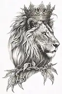 Lion with crown of thorns tattoo design idea