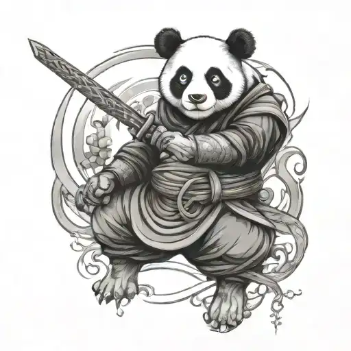 2 samurai panda tattoo design idea