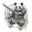 2 samurai panda tattoo design idea