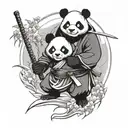 2 samurai panda tattoo design idea