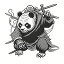 2 samurai panda tattoo design idea