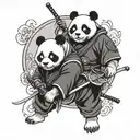 2 samurai panda tattoo design idea